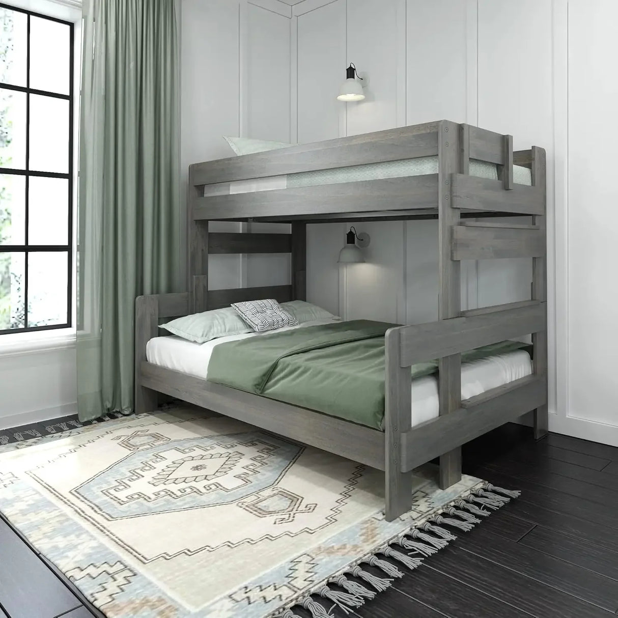 Farmhouse Twin Over Full Bunk Bed in Driftwood