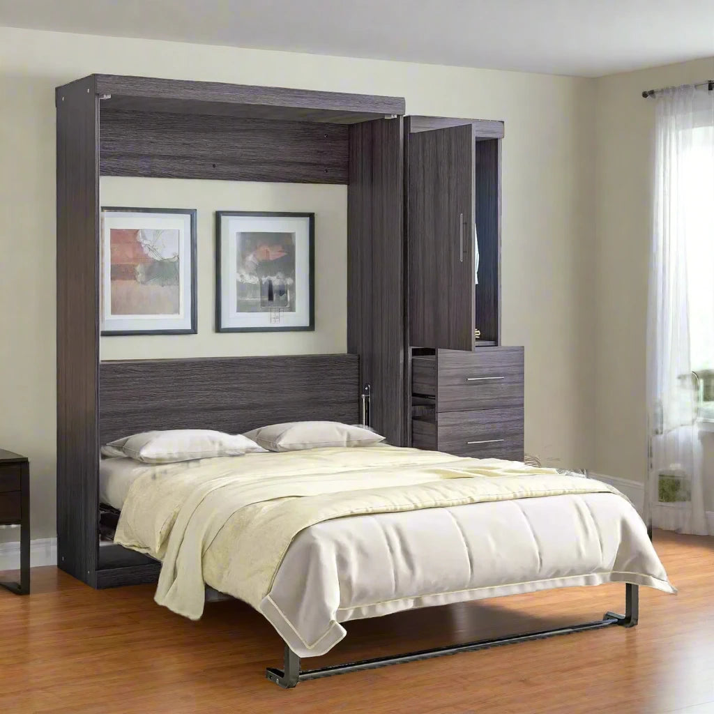Full Size Murphy Bed Frame with Storage wood