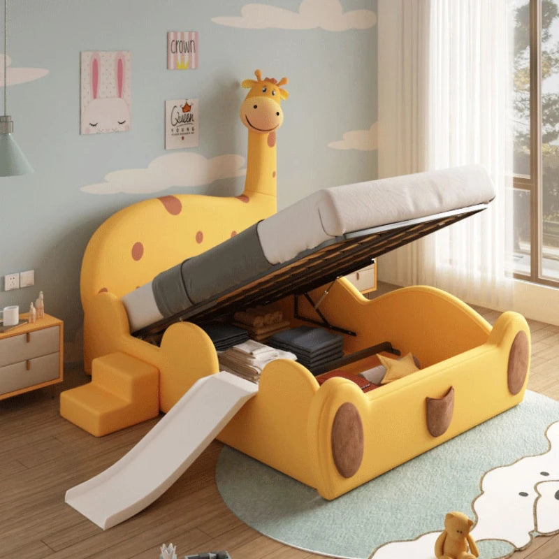 Giraffe Bed For Kids - Wood - Double, Queen and King size Bed with storage