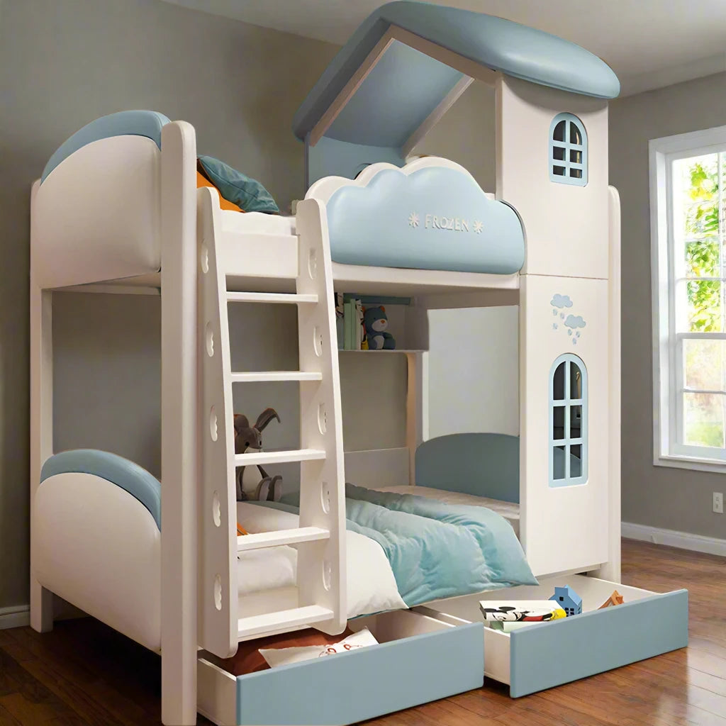 Luxury Children Bunk Beds Princess with Storage & Loft