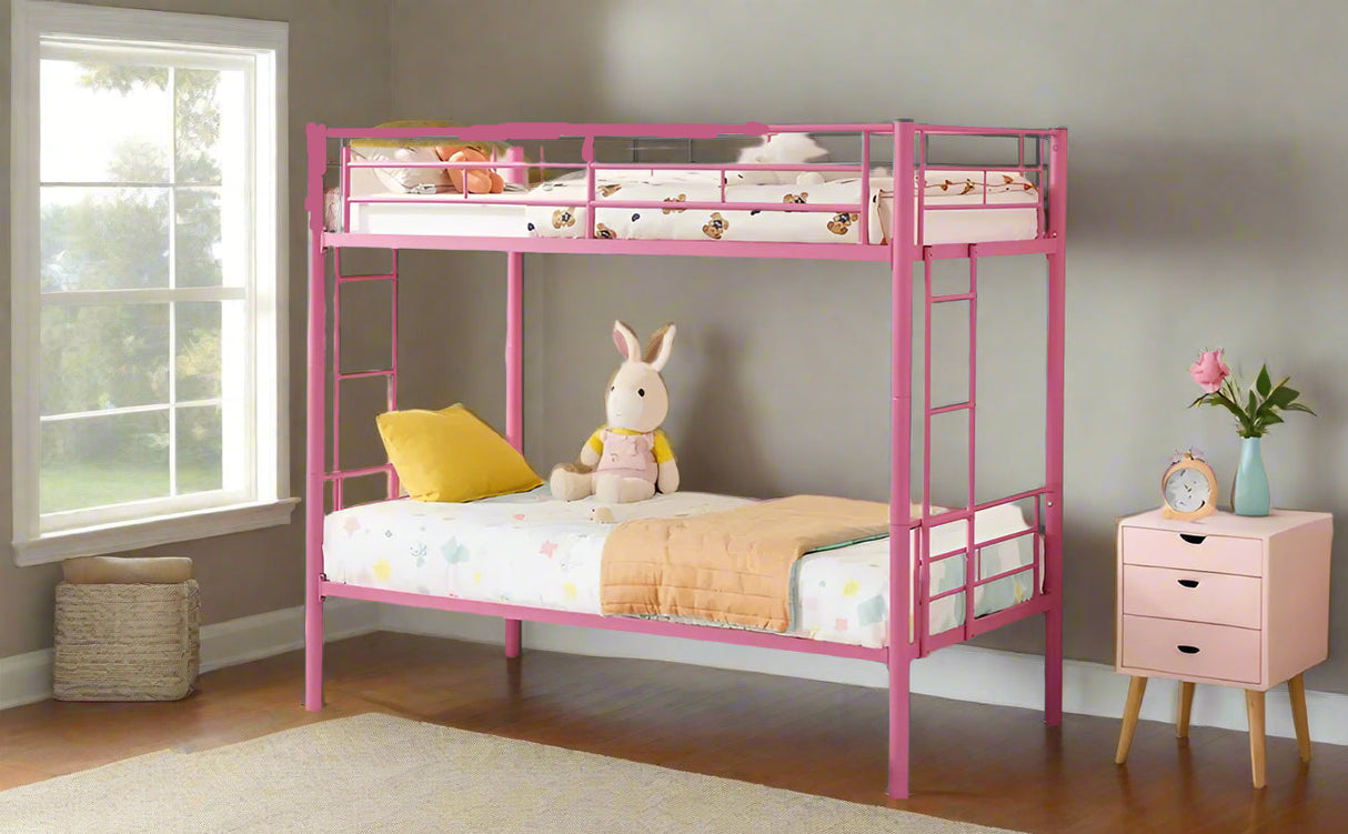 Pink Twin Over Twin metal Bunk Bed