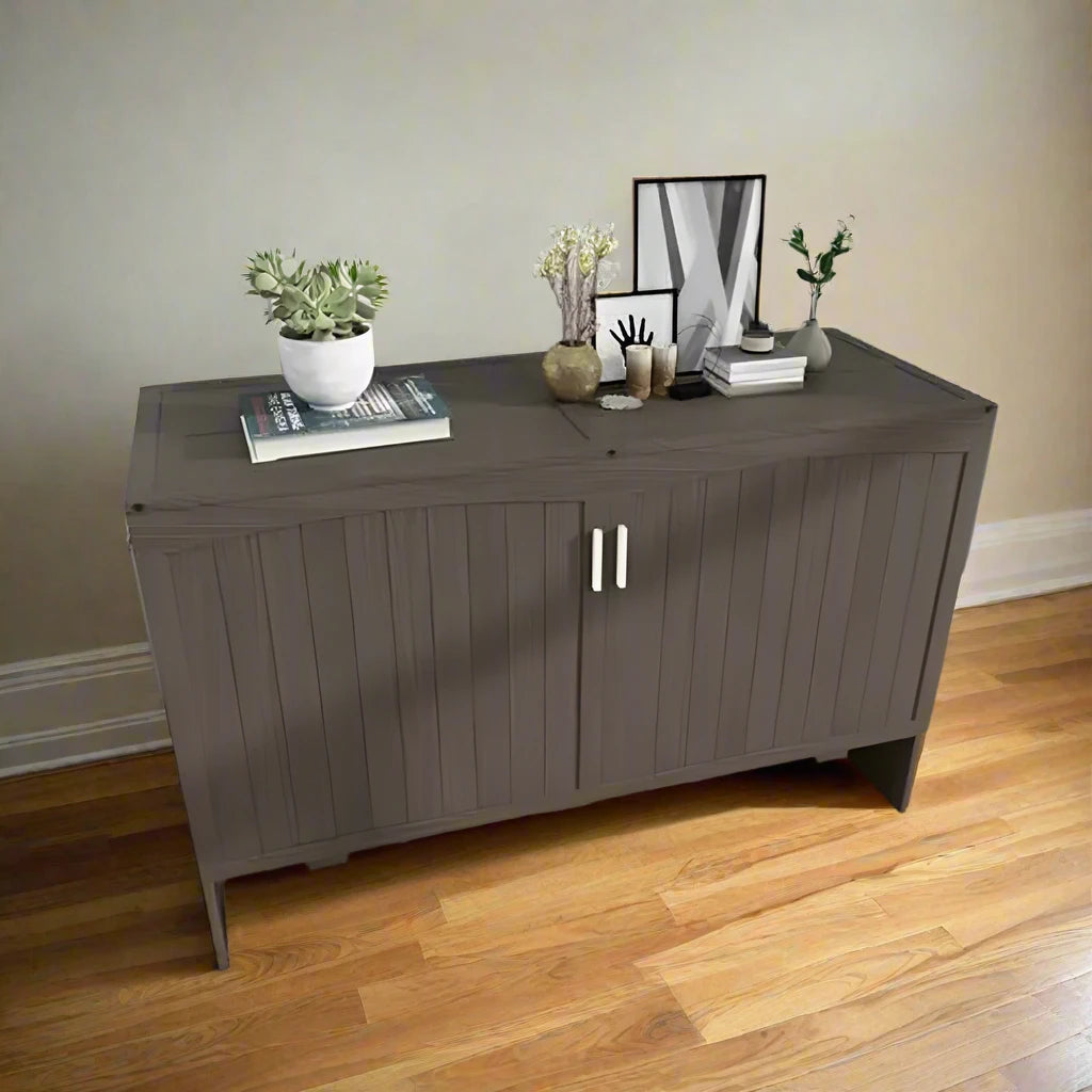 Queen Size Murphy Bed with Charging Station and Storage Drawer closed in storage