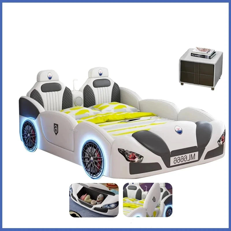 Race Car Bed with Storage For Kids with only one night table