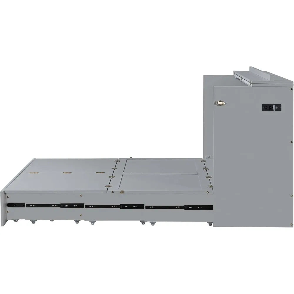 Full Size Murphy Bed Cabinet with Charging Station and Drawer