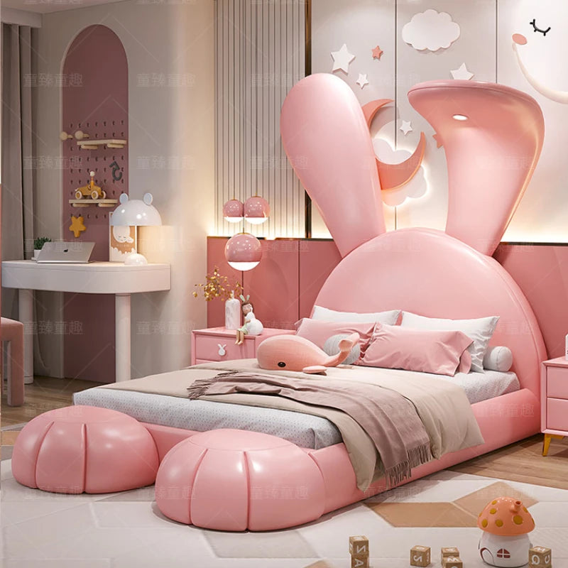 Light Pink Bunny Rabbit with Big Ears Bed Set with Under Bed Storage