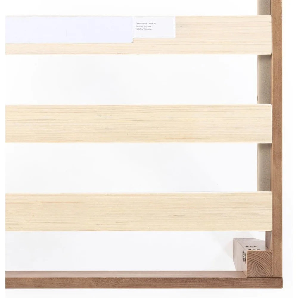 Queen Size 12" Classic Solid Pine Wood Platform Bed Frame w/Wooden Slats Natural