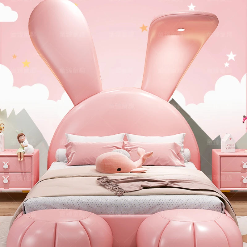 Light Pink Bunny Rabbit with Big Ears Bed Set with Under Bed Storage