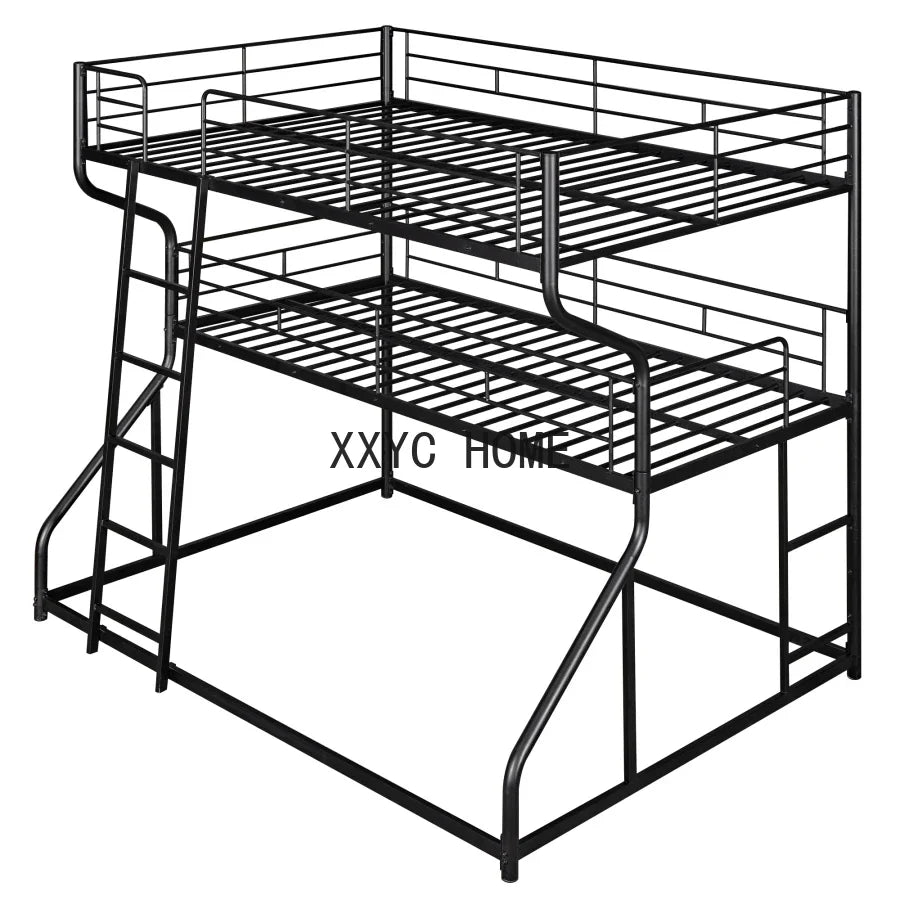 Full XL over Twin XL over Queen Size Triple Bunk Bed with Safety Guardrail and Ladder With Metal Frame