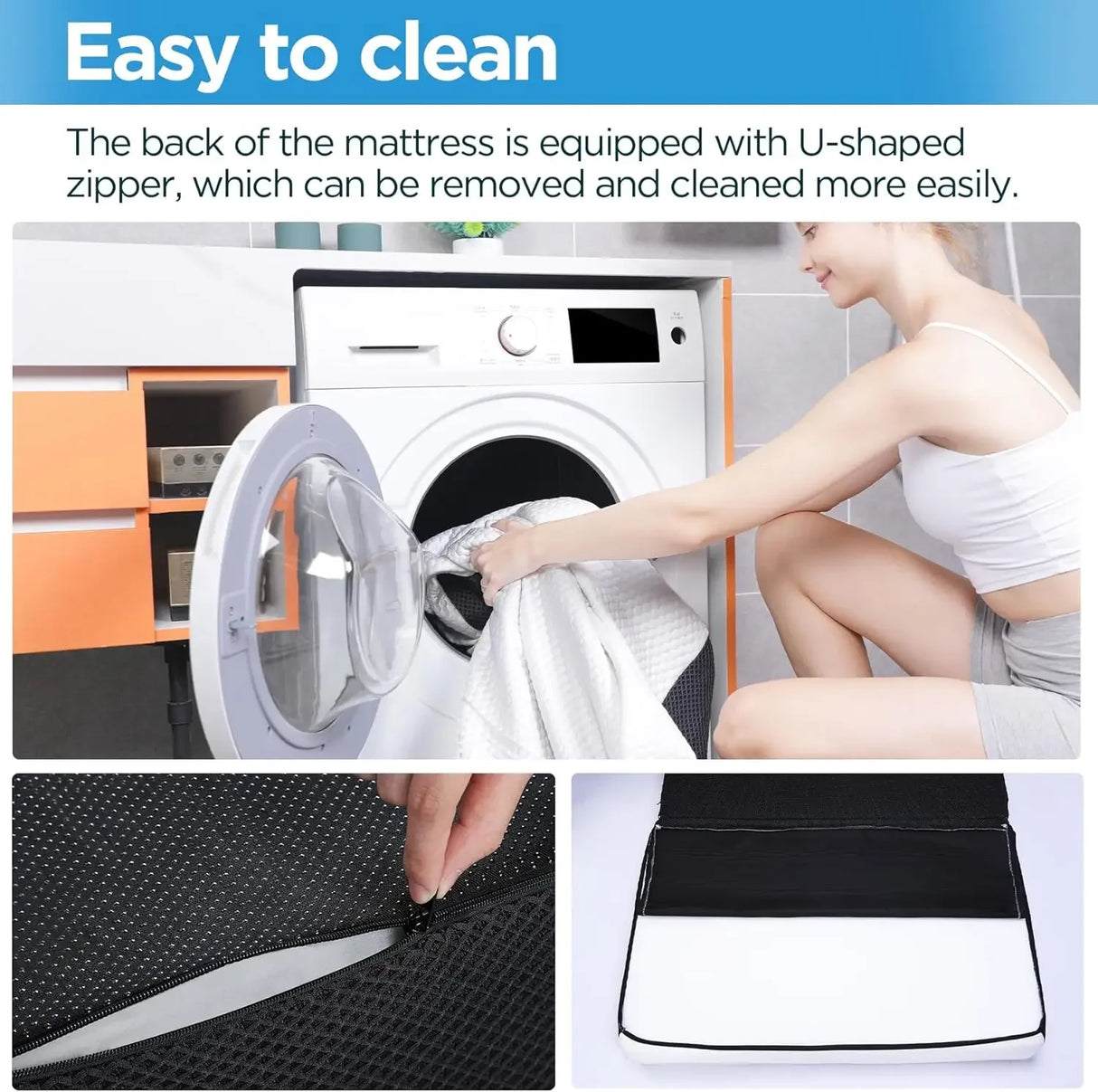 Tri-Folding Memory Foam Mattress with Washable Cover - 6 Inch