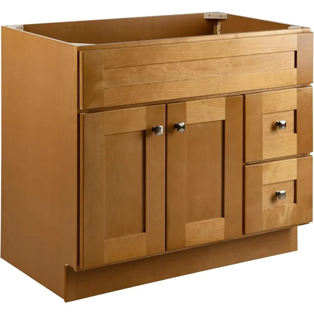 Bathroom Vanity Cabinet. Dimensions: 36 inches W x 21.73 inches D x 31.5 inches H in. Comes in Modern Birch, Espresso, and Grey