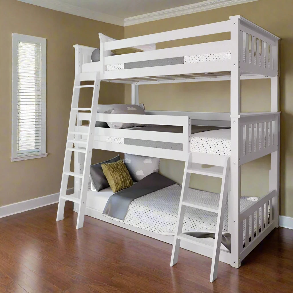 Triple Twin Bunk Bed - Solid Wood For Kids