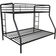 Twin Over Full Metal Bunk Bed Frame With Ladderand Guardrail black
