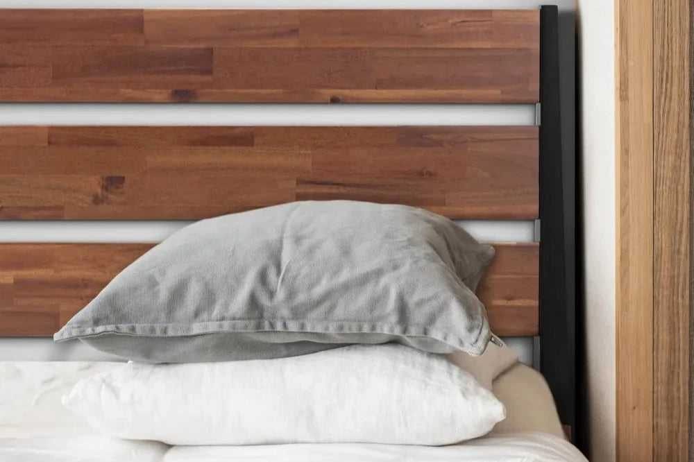 Acacia Emery Wood Queen Platform Bed Frame with Headboard Platform Bed headboard