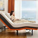 Adjustable Bed Frame for Massage, Zero Gravity, Under Bed Lights, Wireless Remote, Foot & Head Incline in upright position