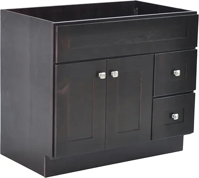 Bathroom Vanity Cabinet. Dimensions: 36 inches W x 21.73 inches D x 31.5 inches H in. Comes in Espresso