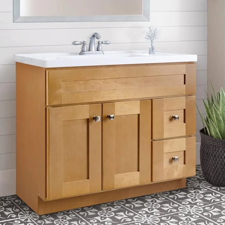 Bathroom Vanity Cabinet. Dimensions: 36 inches W x 21.73 inches D x 31.5 inches H in. Comes in Modern Birch