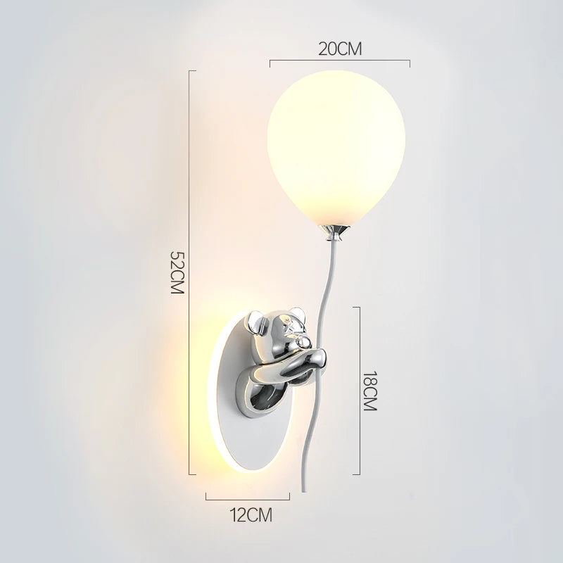 Bear Wall Light Fixture for Kids Room chrome