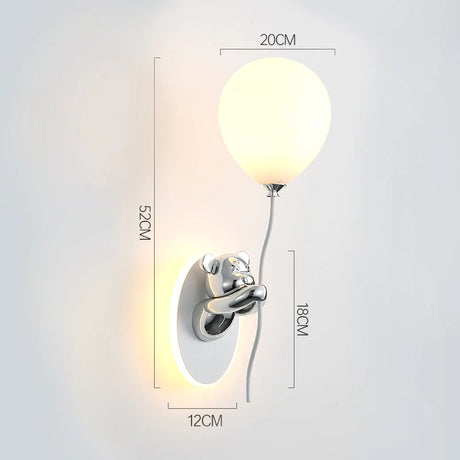 Bear Wall Light Fixture for Kids Room chrome
