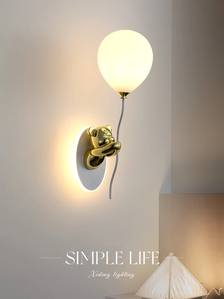 Bear Wall Light Fixture for Kids Room gold