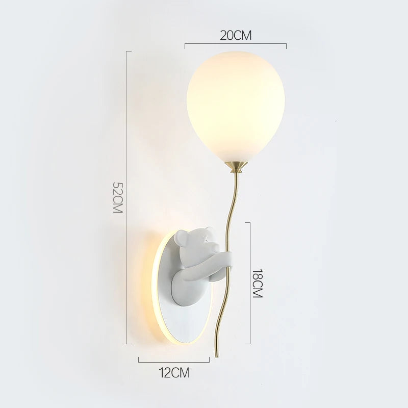Bear Wall Light Fixture for Kids Room white