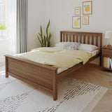 Full Size Wood Bed Frame with Slatted Headboard
