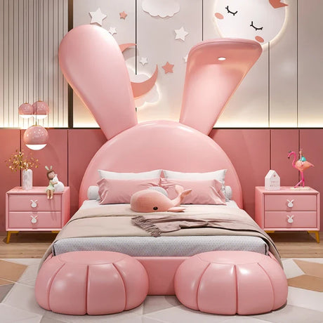 Light Pink Bunny Rabbit with Big Ears Bed Set with Under Bed Storage