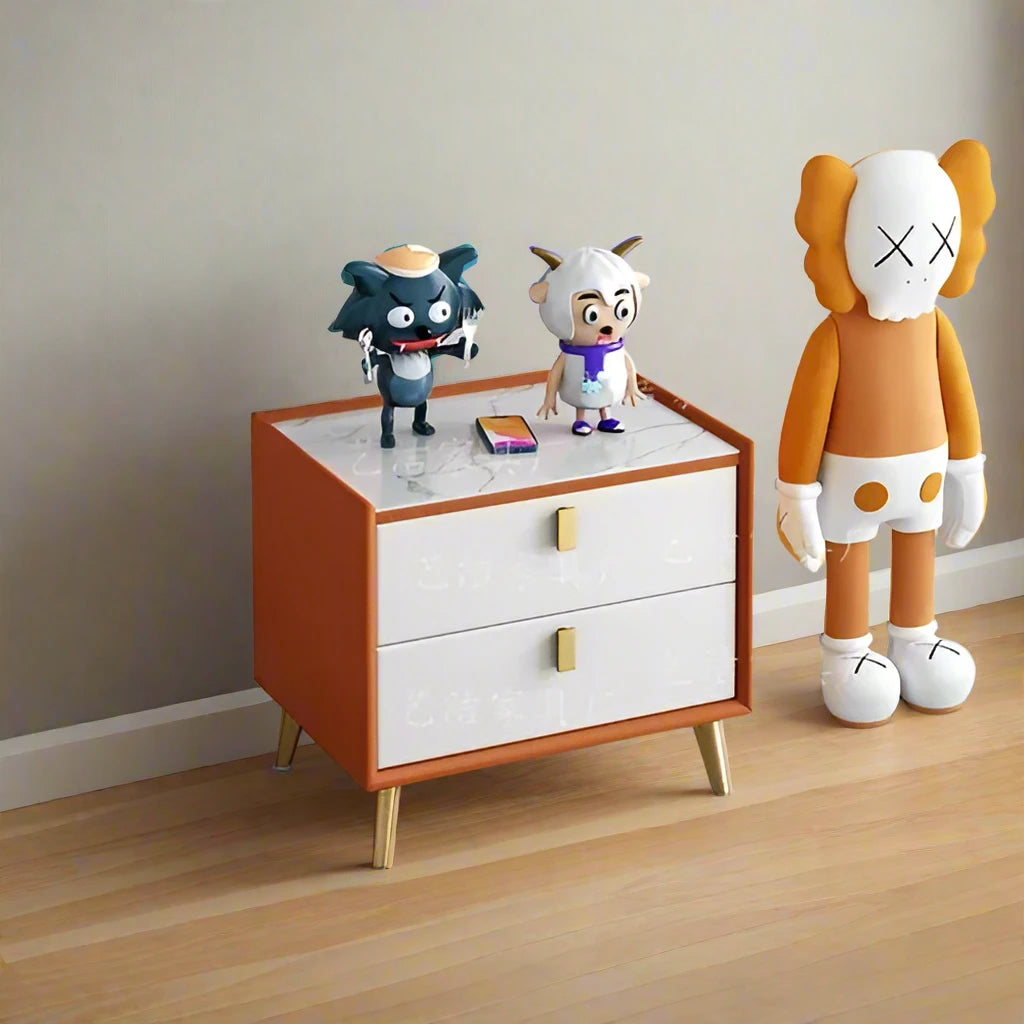 Modern Morocco Wooden Nightstand orange 1