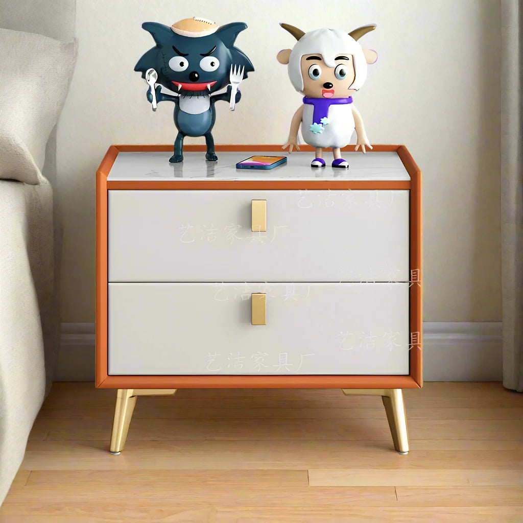 Modern Morocco Wooden Nightstand orange front view