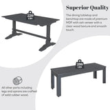 Dining Room Wood Table Set, 60'' Rectangular Trestle Table and 2 Benches