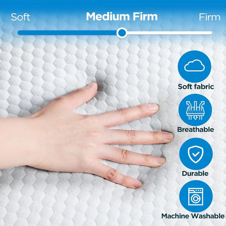 Tri-Folding Memory Foam Mattress with Washable Cover - 6 Inch medium firmness