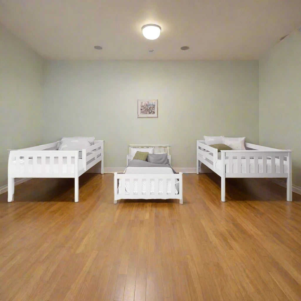 Triple Twin Bunk Bed - Solid Wood For Kids broken down