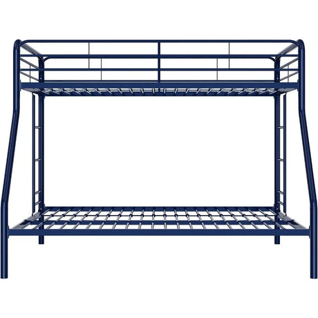 Twin Over Full Metal Bunk Bed Frame With Ladderand Guardrail blue